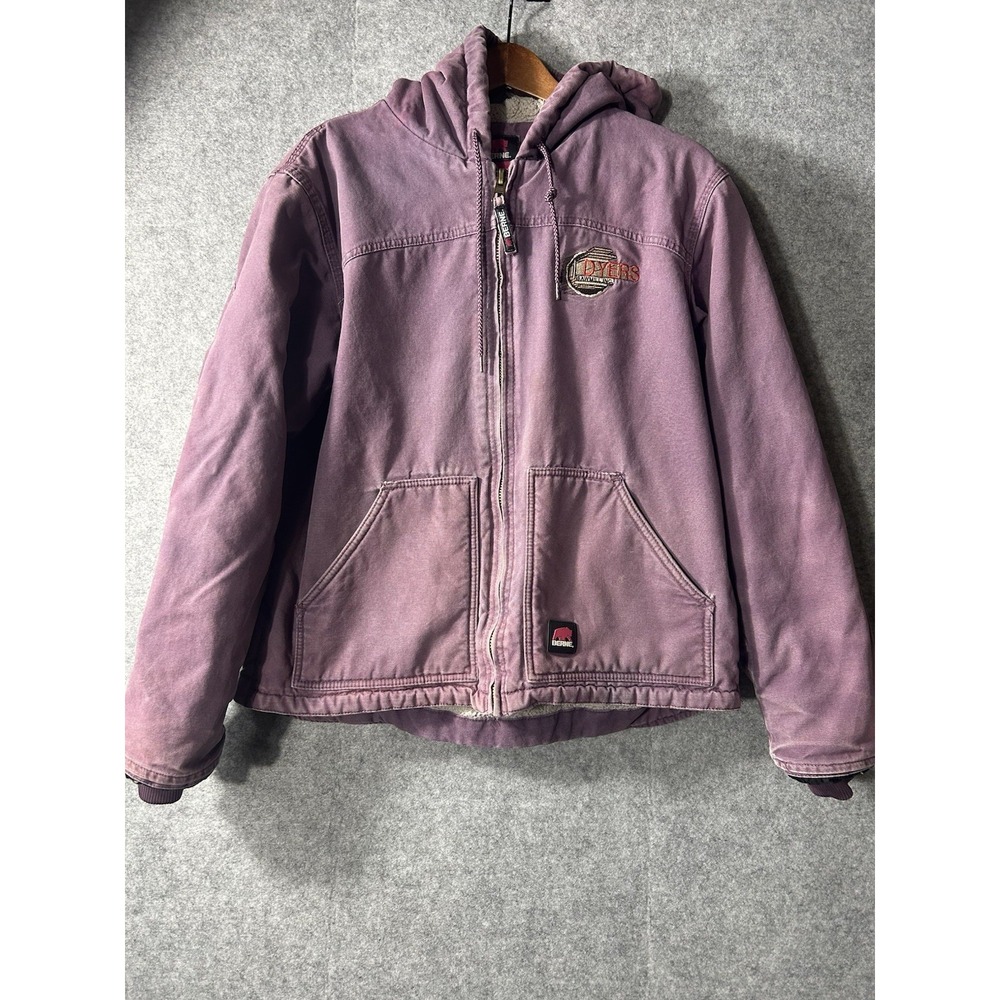Berne Sherpa Lined Duck Hooded Jacket for Ladies Plum Purple LRG NICE FADE Crest